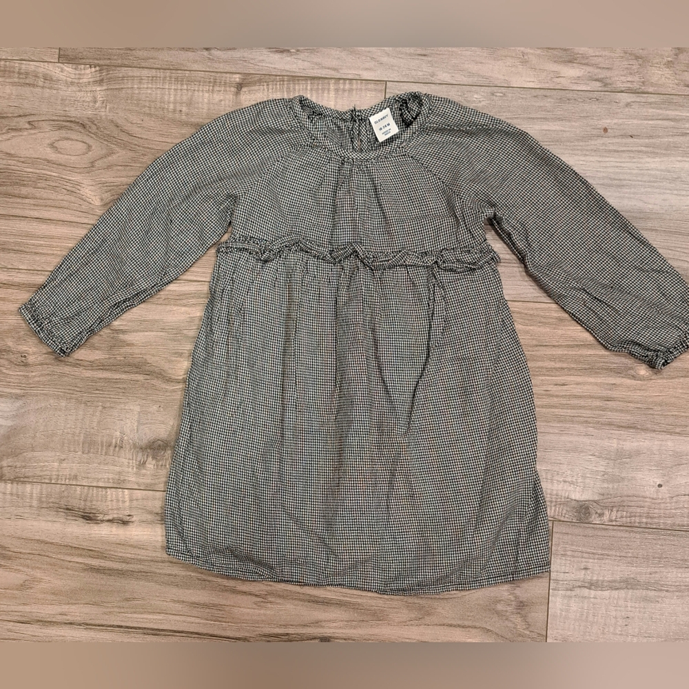 Baby Girl Long-Sleeve Checked Dress - Gray